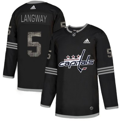 Adidas Washington Capitals #5 Rod Langway Black_1 Authentic Classic Stitched NHL Jersey